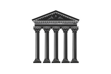 Obraz premium Architectural structure featuring statues within pediment, fluted Corinthian columns beneath a decorative classical cornice, isolated on a transparent background