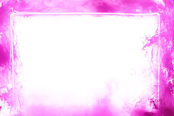 Obraz premium Abstract magenta watercolor background with neon rectangular frame.