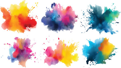 colorful vibrant rainbow Holi paint color powder explosion, Colorful powder explosion isolated on transparent background