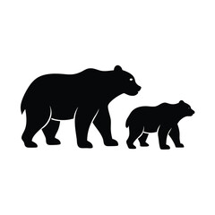 Modern Standing Bear Silhouette Vector Illustration
