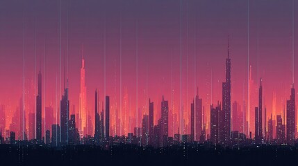 Futuristic Abstract City Skyline Seamless Pattern Design