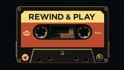 Fototapeta premium Retro Cassette Tape With Rewind And Play