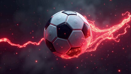 Naklejka premium Soccer Ball With Red Lightning Effect