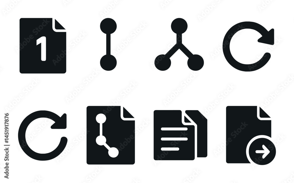 Poster file and document solid icons set – archive, data management symbols