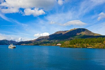 Lake Ashi and Mt. Fuji in Hakone town, Kanagawa prefecture, Kanto, Japan.