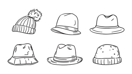 Wool Hat Line Art Illustration of Cozy Winter Fashion