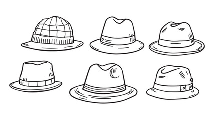 Wool Hat Line Art Illustration Showcasing Elegant Winter Accessories