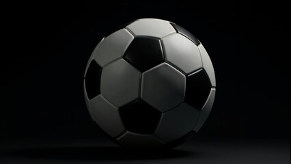 Naklejka premium Classic Soccer Ball On Black Background