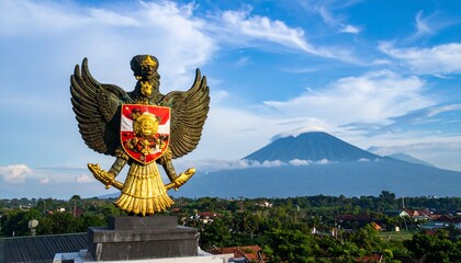 Obraz premium Pancasilas guiding light symbolized against the beauty of Indonesias natural scenery