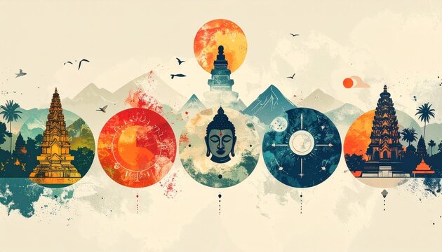 Visual interpretation of Pancasila values with distinct symbols representing each principle