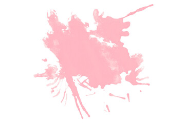 Pink watercolor stains, ink splashes, paint drops set on transparent background.