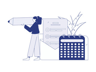 Invite friends to conduct questionnaire flat vector concept operation hand drawn illustration
