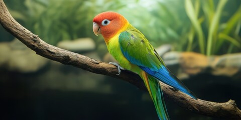 Fototapeta premium Colorful Parrot Perched on Branch