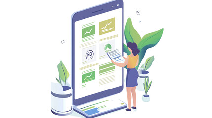 Floating ESG investment portfolio scoring panel for eco-conscious users, isolated, PNG format, transparent background. Varient 2