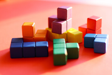 Obraz premium wooden construction kit. fine motor skills, early development. everyday children games.