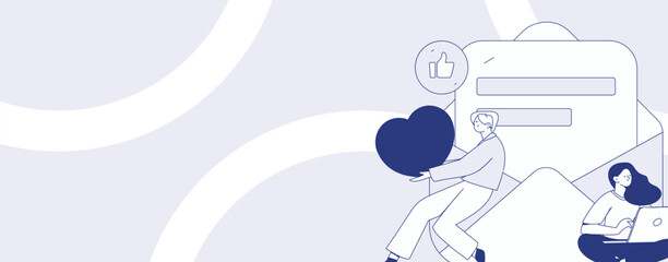 Invite friends to conduct questionnaire flat vector concept operation hand drawn illustration
