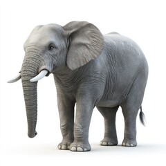 Obraz premium Majestic African Elephant in Isolation A Stunning 3D Render of a Lone Elephant Against a Pure White Background