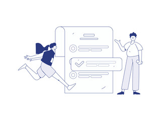Invite friends to conduct questionnaire flat vector concept operation hand drawn illustration
