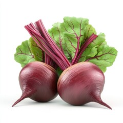 Freshly Harvested Beetroots with Vibrant Green Leaves  A Closeup Studio Shot of Two Red Beetroots