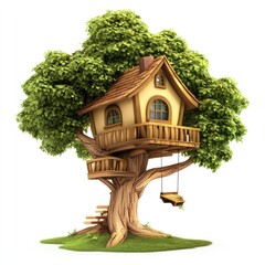 Charming Treetop House: A Whimsical Wooden Dream Home in Lush Greenery
