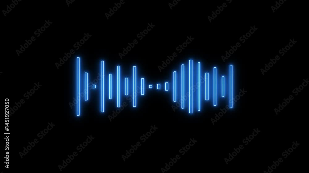 Poster neon glowing sound wave on black background, equalizer representing activity in the form of a glowin