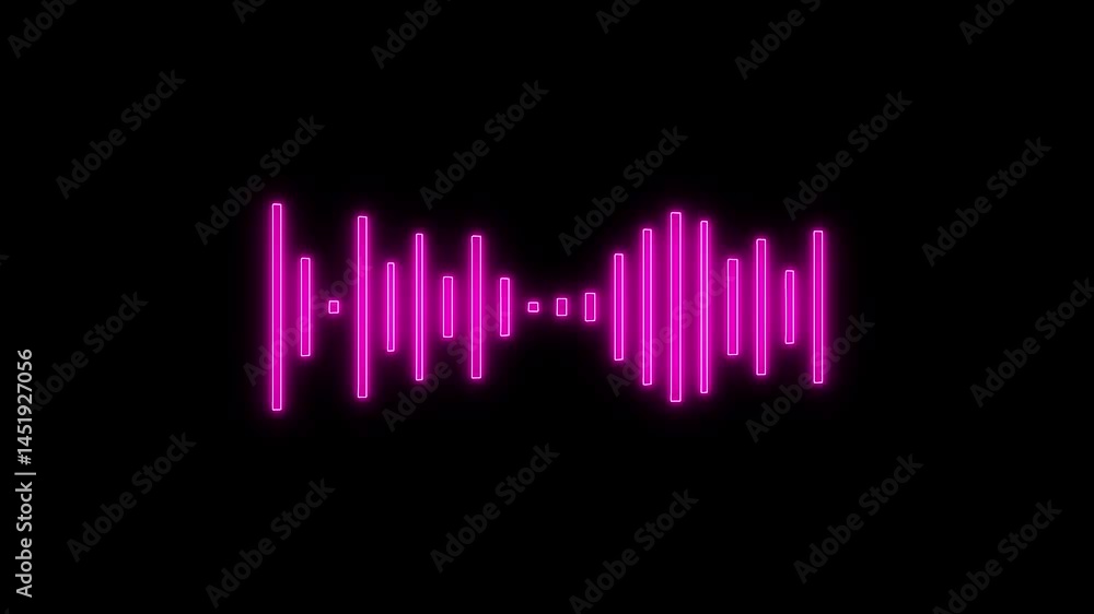 Poster neon glowing sound wave on black background, equalizer representing activity in the form of a glowin
