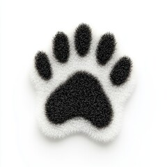 Adorable Fluffy Paw Print: A Close-Up of a Soft, Textured Animal Paw Impression on White Background