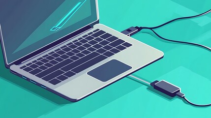 Laptop USB Cable Connection.