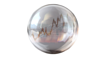 Floating FinTech trend prediction analytics panel for future investment, isolated, PNG format, transparent background. Varient 5