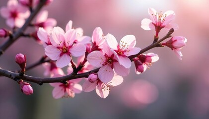 Delicate pink sakura blossoms, intricate branch pattern, cherry blossom, flower, art