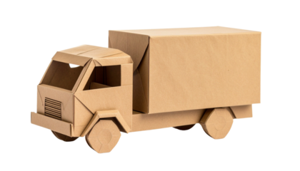 origami of a truck isolated on transparent background