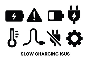 Fototapeta premium Technology and charging solid icons set – gadgets, energy, electrical symbols