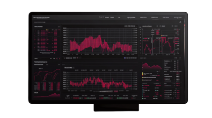 Floating fractional asset investment dashboard showing micro-shares, isolated, PNG format, transparent background. Varient 4