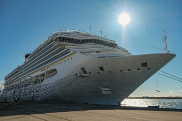 Mega family cruiseship cruise ship liner Fortuna docked at terminal in Marseille Provence, France...