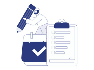 Invite friends to conduct questionnaire flat vector concept operation hand drawn illustration
