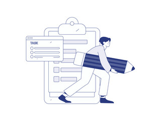 Invite friends to conduct questionnaire flat vector concept operation hand drawn illustration
