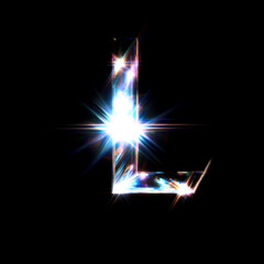 Flare Prism Shine Letter L Overlay - Radiant Light Text Effect for Glamorous Designs. Perfect for Beauty, Fashion and Luxury Branding Projects. High-Quality Transparent PNG for Digital Creations