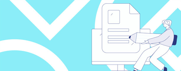 Invite friends to conduct questionnaire flat vector concept operation hand drawn illustration
