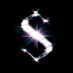 Flare Prism Shine Letter S Overlay - Radiant Light Text Effect for Glamorous Designs. Perfect for Beauty, Fashion and Luxury Branding Projects. High-Quality Transparent PNG for Digital Creations