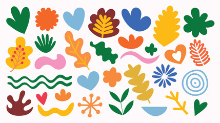 Colorful abstract floral and organic shape composition. Contemporary art collage with abstract shapes. Background with Scandinavian cut out elements