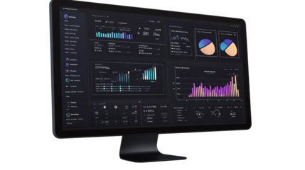 Floating global neobank adoption trend analytics dashboard, isolated, PNG format, transparent background. Varient 2