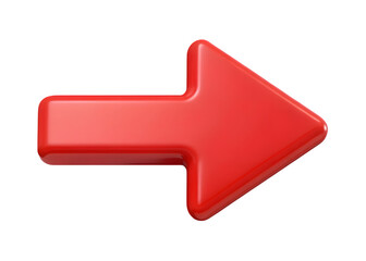 png red Arrow Direction Indicator: A vibrant, three-dimensional arrow, a symbol of guidance and progress, boldly points towards a forward direction isolated on a transparent background 