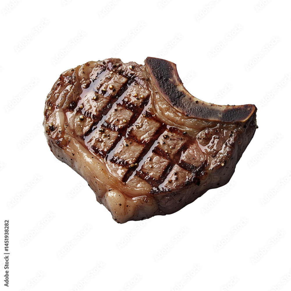 Poster a textured, brown, organic object resembling a piece of grilled rib eye steak, showcasing intricate 