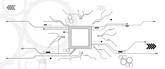 Abstract futuristic electronic circuit technology white background. Hi tech digital connect, communication, High technology concept.