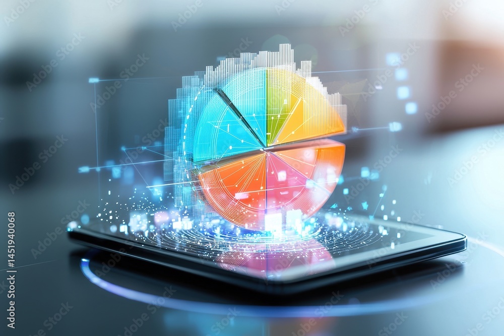 Aufkleber tax policy and accounting. digital chart visualization on a tablet with vibrant graphics and data po