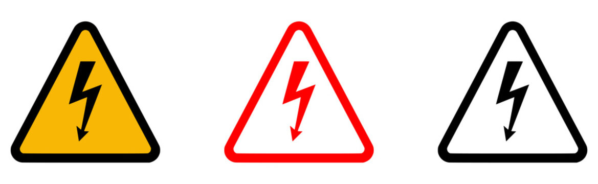 high voltage danger warning caution attention sign symbol logo flat color vector illustration template design