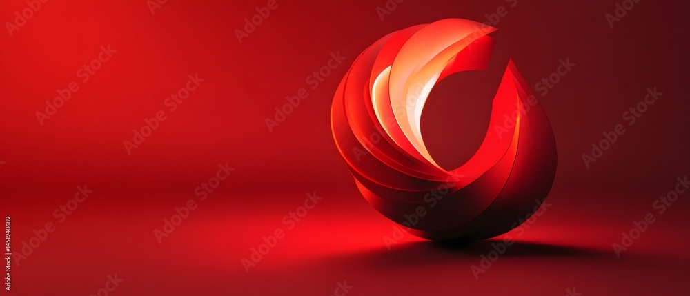 Poster a vibrant red abstract shape emanates warmth and creativity, perfect for backgrounds or artistic pro