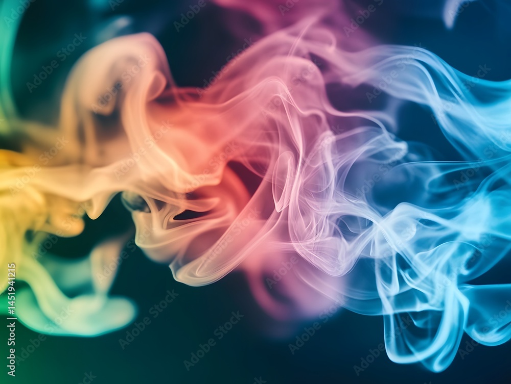 Aufkleber an abstract and vibrant display of colorful smoke, swirling and merging in a fluid motion. this arti