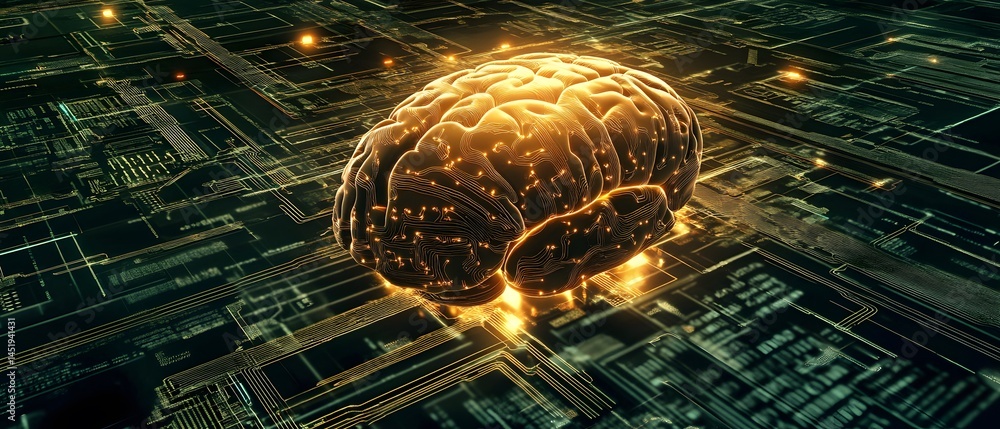 Poster an artistic representation of a glowing brain surrounded by intricate circuits, symbolizing the fusi