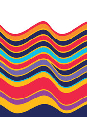 Retro Wave Composition in Warm Tones. Colorful Wavy Lines Background in Retro Style